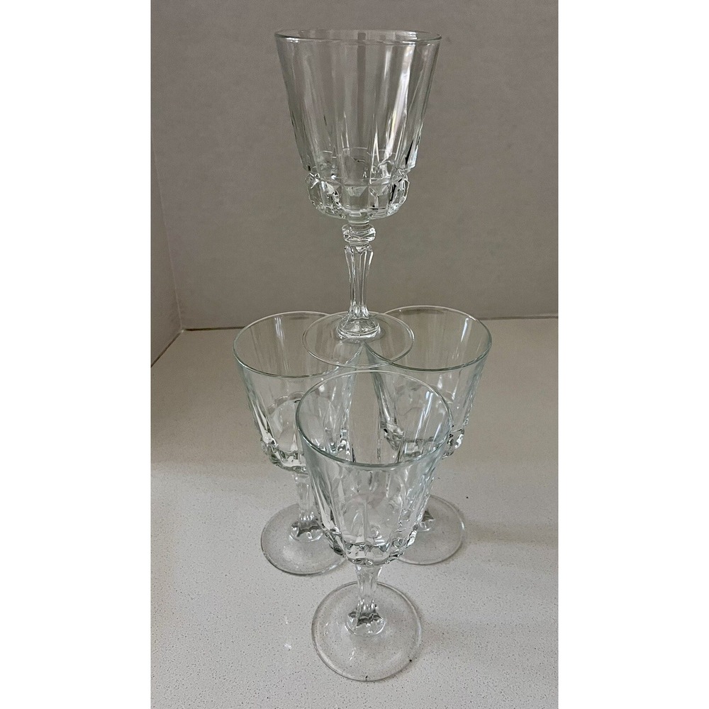Luminarc France Arc 1970 Lady Victoria Pattern‎ Vtg Wine Water Glasses Set Of 4